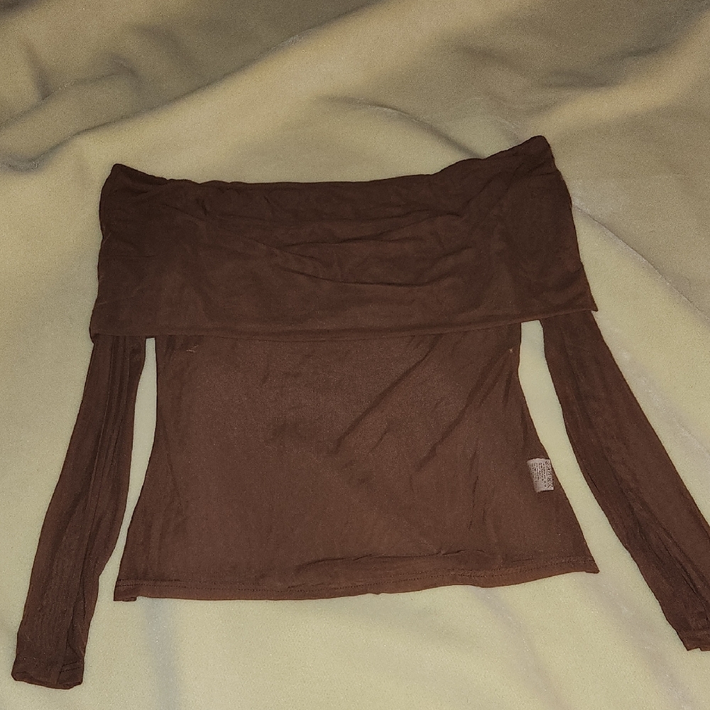 Chic Brown Mesh Detail Top